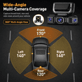 thumbnail image 4 of Dash Cam Front and Rear with 64GB Card, 4 Channel Dash Camera for Cars with Front, Rear, Left & Right Cameras, 1080P Car Dash Cam with WiFi App, Night Vision, Recording, 3" IPS Screen, 4 of 12