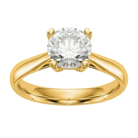 Radiant Fire® Certified Lab Grown 3/4 Ct Round Diamond Solitaire Engagement Ring, SI1/SI2 clarity, G H I color, in 14K Yellow