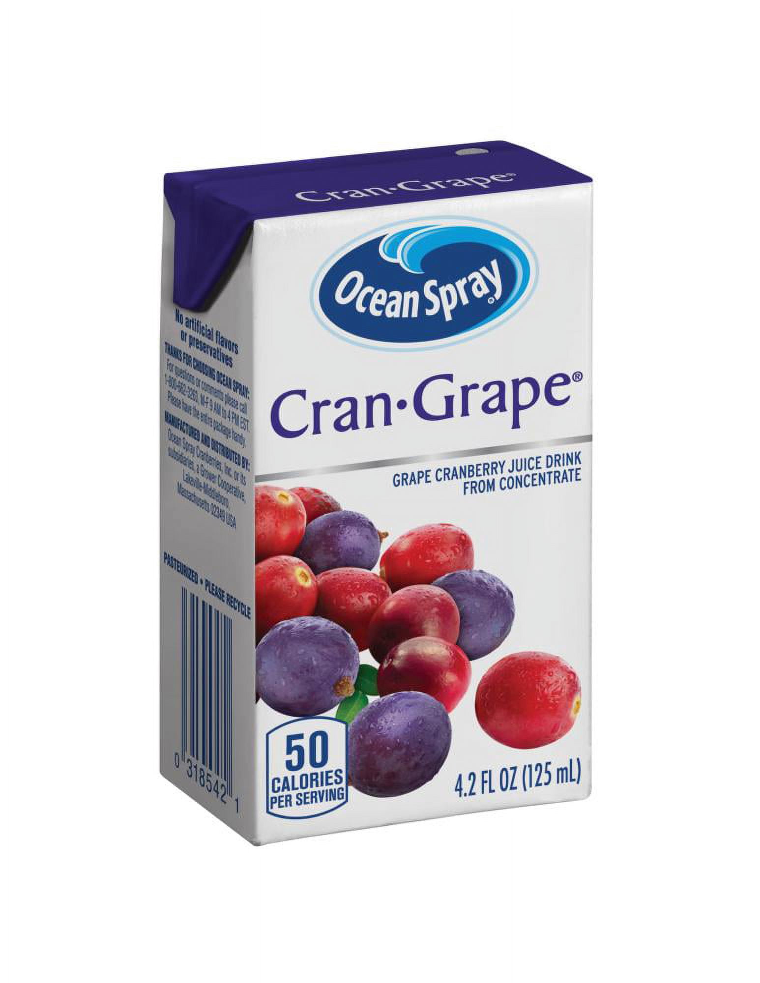 Ocean Spray Juice Drink, Cranberry Grape Juice, 4.23 Fl Oz, 40 Count Snack Pack Size