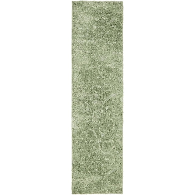 Unique Loom Floral Shag Floral Vine Design Rug 2' 7 x 10' Runner in Green