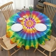 thumbnail image 3 of Colorful Rainbow Tie Dye Spiral Pattern Round Tablecloth 60"x60",Wrinkle Wipeable Table Cloth for Kitchen Dining Room Picnic Patio Party, 3 of 6