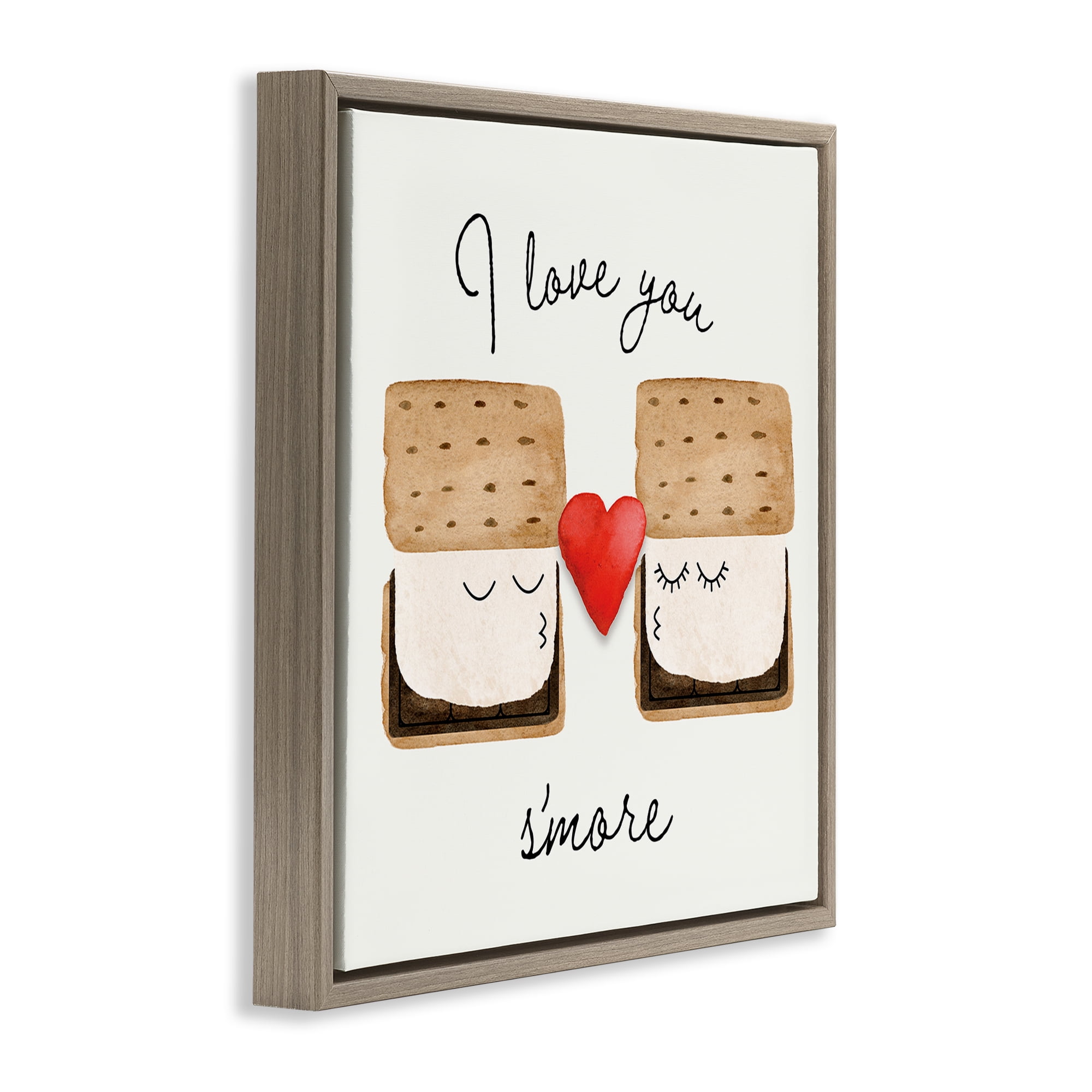 Stupell Industries Love You S'more Food & Beverage Painting Brown Floater Framed Canvas Art Print Wall Art, 18 x 18