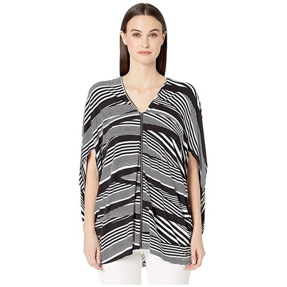 Nicole Miller Artelier BLACK/WHITE Wavy Stripe Cocoon Top, US Petite