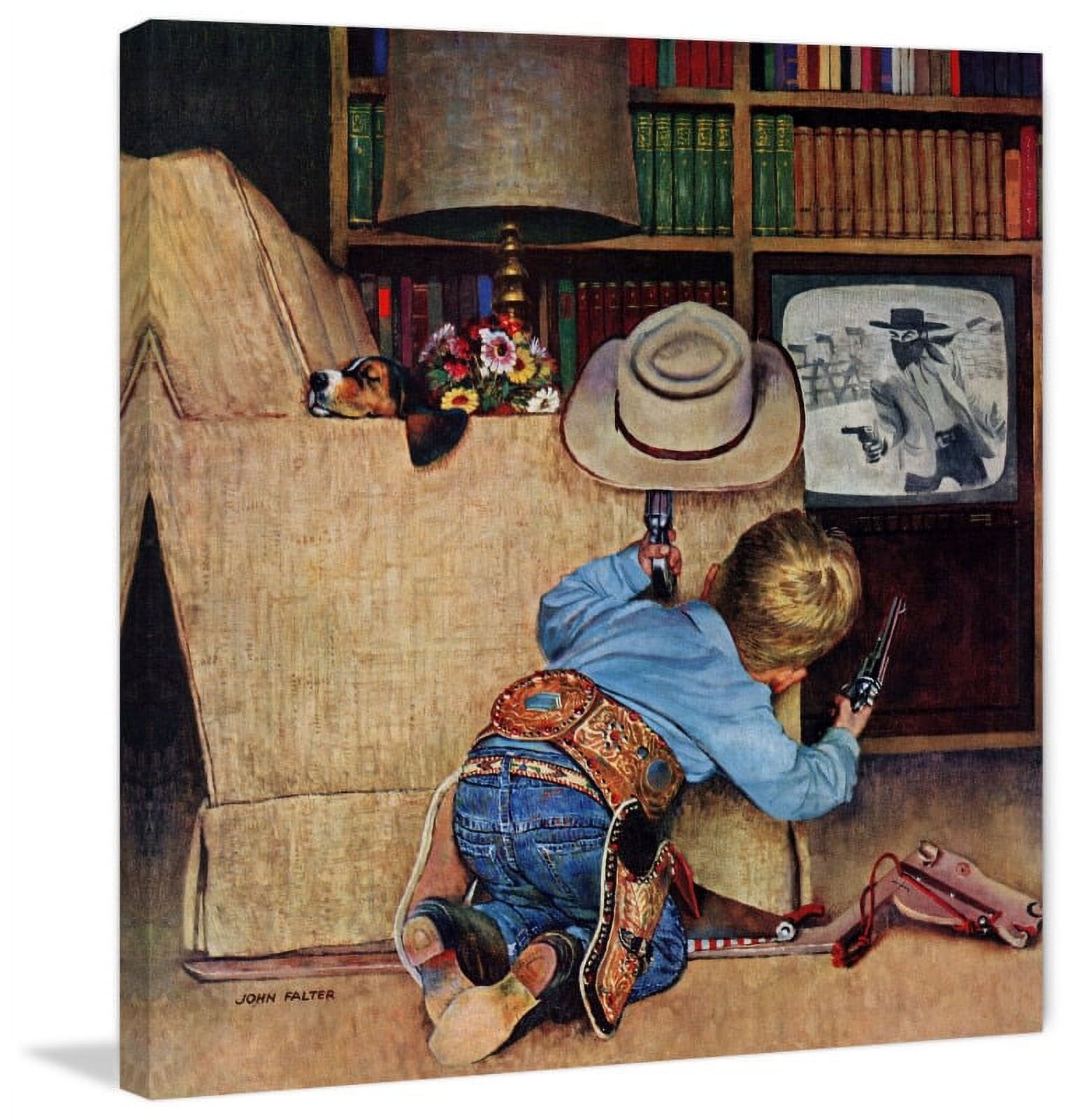 Marmont Hill "Cowboy and TV" by Curtis Painting Print on Canvas
