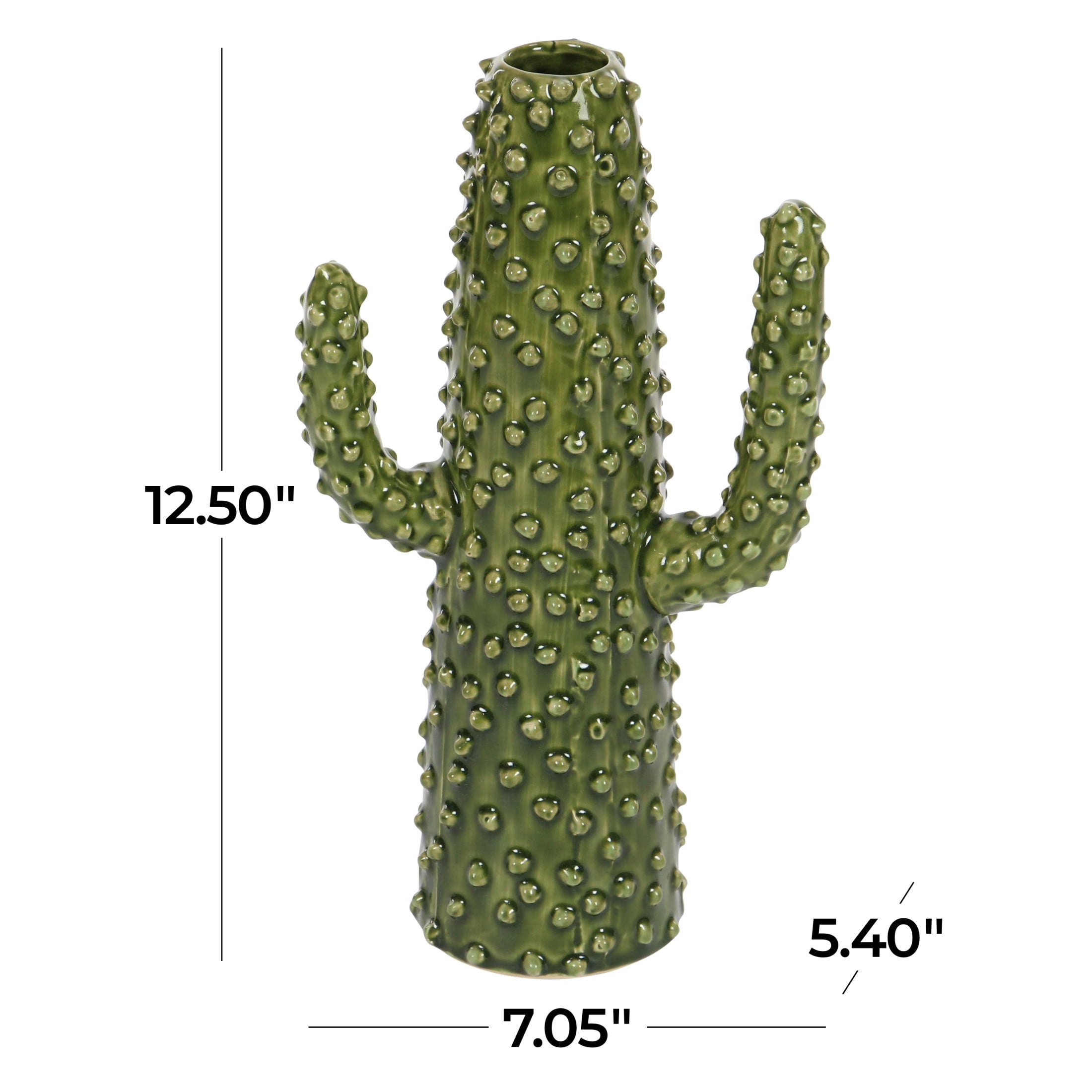 DecMode 13" Cactus Green Ceramic Vase