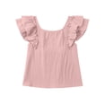 thumbnail image 7 of Tqcoqu Womens Bow Tie Back Tops Round Neck Ruffle Short Sleeve Shirts Elegant Chiffon Tee Summer Trendy Tunic,Pink,Women's S-XL, 7 of 7