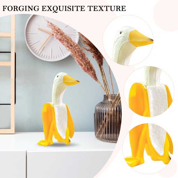 Estatua Adornos de estatua de pato de plátano de resina, figura de pollo bonita, decoración de jardín para el hogar (D) Likrtyny Libre de BPA