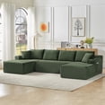 thumbnail image 6 of Aukfa 133.5" U-Shaped Modular Sectional Sofa, Cloud Couch w/ Cup Holders for Living Room, Convertible Double Chaise, No Assembly,Green, 6 of 7