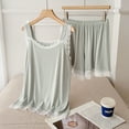 thumbnail image 2 of BLVB Women Cozy Pajama Set Lace Trim Lounge Pj Set V Neck Sleeveless Tank Tops with Shorts Sleepwear Nightwear, 2 of 4