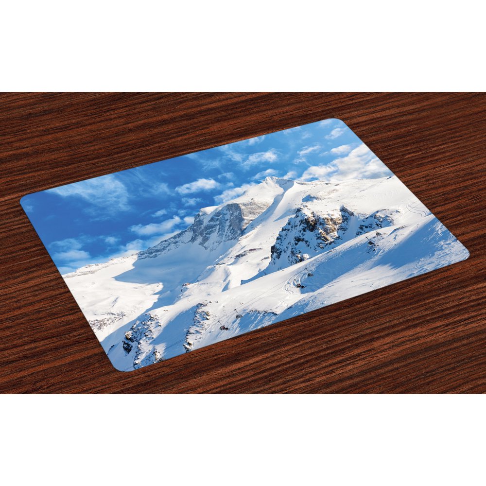 Mountain Placemats Set of 4 Mountain Landscape Ski Slope Winter