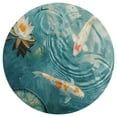 thumbnail image 3 of Lucky Koi Fish Lotus Leaf Soft Bedroom Round Area Rug, Washable Cute Nursery Circle Throw Mat, Non-Slip Contemporary Small Low Pile Floor Carpet for Dorm Bedside, 3 of 6