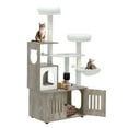 thumbnail image 4 of Uforic 59" Modern Wood Cat Tree for Indoor with Litter Box Enclosure and Cat Condo, 2-in-1 Cat Furniture with Scratching Posts & Hammocks, Gray, 4 of 9