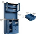 thumbnail image 2 of Timagebreze 71 Inch Farmhouse Pantry with LED Lighting & Electrical Outlet, Tall Kitchen Cabinet with Microwave Stand,Blue, 2 of 7