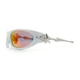 thumbnail image 6 of Y2K Oval Wrap Around Plastic Fancy Metal Arm Sunglasses White - Orange Mirror, 6 of 8