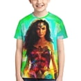 thumbnail image 1 of T-Shirt Wonder Woman pour Jeunes, Col Rond, Imprimé 3d, Graphique, Manches Courtes, pour Garçons et Filles, 1 of 8