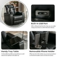 thumbnail image 5 of 270 Degree Swivel PU Leather Power Recliner Individual Seat Home Theater Recliner with Tray Table  Phone Holder Cup Holder  USB Port Hidden Arm Storage for Living Room(Old SKU:SG001190AAB) Black, 5 of 9