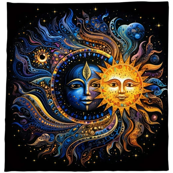 Aellinatey Moon & Sun Tarots Card Tablecloth Divinations Card Table Cloth Tapestry