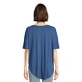 thumbnail image 2 of Time and Tru Women's and Women’s Plus Crewneck Tunic Tee with Short Sleeves, Sizes S-3XL, 2 of 5