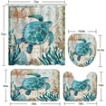 thumbnail image 2 of FMSHPON Ocean Turtle 4 Piece Bathroom Set Shower Curtain Bath Rug Contour Mat and Toilet Lid Cover, 2 of 8