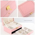 thumbnail image 3 of Jewelry Organizer Box for Women - Large PU Leather Jewelry Organizer Storage Case with Two Layers Display for Earrings Bracelets Rings Watches, Pink, 3 of 6