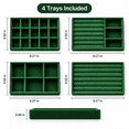 thumbnail image 7 of 4-Pack Jewelry Tray Drawer Organizer, Stackable Velvet Jewelry Storage Trays for Rings, Earrings, Necklaces and Bracelets, Green, 8.27 x 4.92 in, 7 of 7