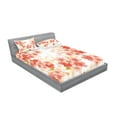 thumbnail image 2 of Ambesonne Japanese Fitted Sheet & Pillow Sham Set, Vibrant Sakura Flowers, Full, Coral Dark Coral Yellow, 2 of 2