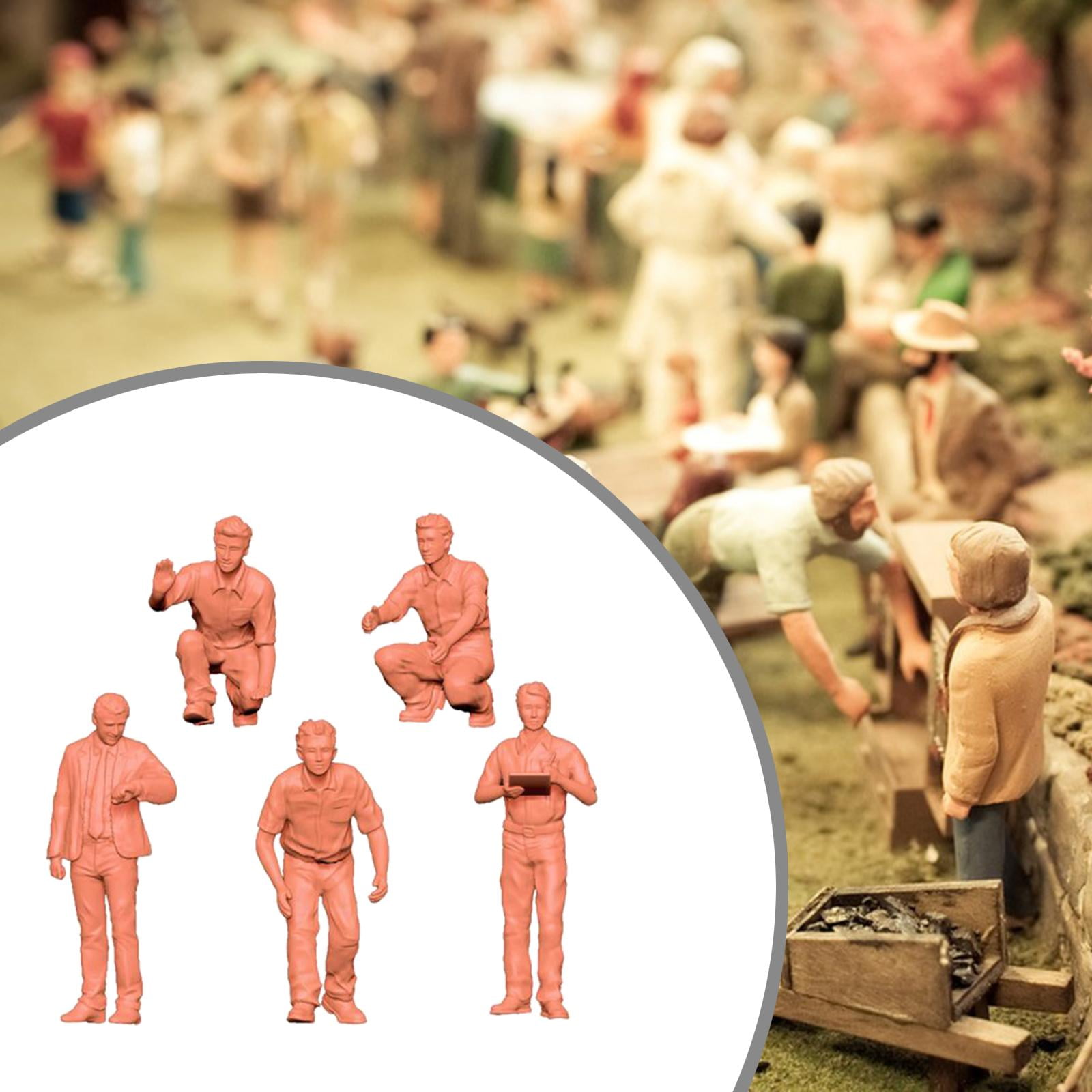 5 Pieces Miniature People Figures Diorama Models Resin Material for Sand Table Scenes and Dollhouses