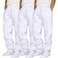 thumbnail image 2 of MNCEKFOD Men's Pants Summer Casual 3Pcs Loose Fit Drawstring Mid Waist Slacks with Pockets Workout Modern Fit Leisure Trousers White S, 2 of 4