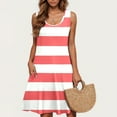 thumbnail image 2 of hotojiny Women's Summer Sundress Casual Sleeveless Crewneck Beach Dresses with Pockets Fashion Soft Striped Dress, 2 of 5