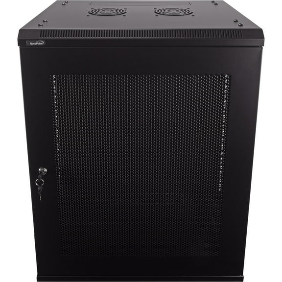 NavePoint 15U Server Rack Enclosure - 17.7” Deep, 15U Wall Mount Network Cabinet with Locking Perforated Door, 19” IT Equipment Compatible, 15U Network Rack, Removable Side Panels, Black