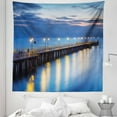 thumbnail image 1 of Beach Tapestry, Poland Landscape of Wooden Pier Calm Sea Waters and Twilight Sky Scenery, Fabric Wall Hanging Decor for Bedroom Living Room Dorm, 5 Sizes, Mustard and Ceil Blue, by Ambesonne, 1 of 1