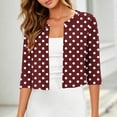 thumbnail image 2 of Brqkzdu Women's Thin Shrugs 3/4 Sleeve Polka Dot Lightweight Open Front Cardigan for Dress Loose Comfy Summer Cropped Tops, 2 of 8