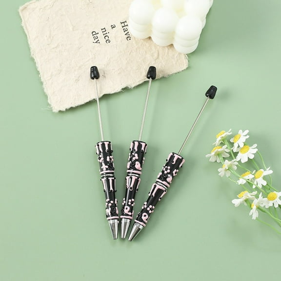 3pcs cute hand-painted beaded pens – DIY beadable pens for handmade crafts, gift pens and accessories