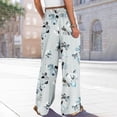thumbnail image 7 of Dress Pants Women Petite High Waisted Wide Leg Summer Beach Vacation Women's Pants Boho Lounge Casual Palazzo Trousers Light Blue 2XL, 7 of 7