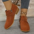 thumbnail image 3 of Mepaouo Women's Ankle Boots Suede Low Heels Buckle Western Shoes Zipper Pointy Toe Chelsea Booties, 3 of 7