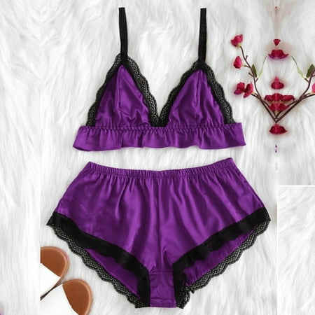 

Women Lace Sexy 2 Piece Babydoll Lingerie Set Bra and Panty Set Plus Size Panties Underwear Bodysuit Set