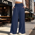 thumbnail image 4 of Hurxie Womens Wide Leg Pants Palazzo Casual Flowy Elastic Waist Pant Dressy Long Lounge with Pockets Navy,XL, 4 of 8