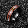 thumbnail image 4 of 8mm Wood and Abalone Shell Inlay Tungsten Rings Men's Black Wedding Band Dome Style, 4 of 6