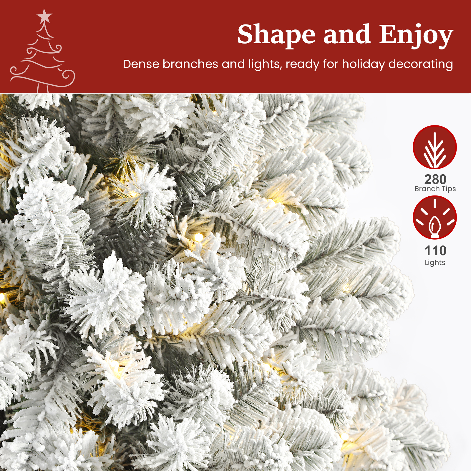 Lolsea 4.5' Pre-Lit Snow Flocked Pencil Christmas Tree, Warm White photo 2