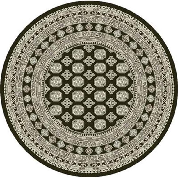 Dynamic Rugs ANR5571023636 Ancient Garden Round Rug, Charcoal & Silver 5 ft. 3 in. Walmart