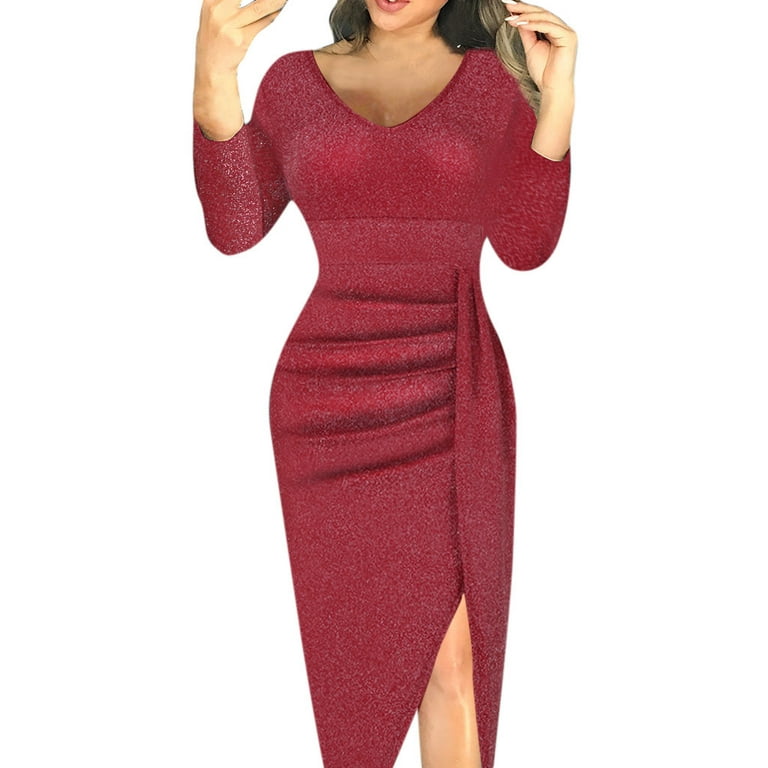 Plus Size Evening Dress, Long Sleeve High Split Party Gown For Women From  Forever_love_u, $216.09