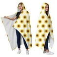 thumbnail image 2 of Wearable Blanket,White Yellow Sunflower Pattern Hooded Wearable Sherpa Blanket for Adults & Teens,Winter Poncho Shawl Wrap Cape Thick Warm,60"x80", 2 of 5
