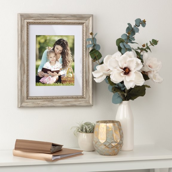 Home 8" x 10" Brown Whitewashed & Gold Frame with Mat by Studio Decor