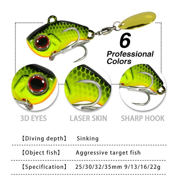 Qiyun 5pcs Fishing Spoons Lures Vib Lure Bait With Box 9g/13g/16g/22g Bionic Sequin Fake Bait For Freshwater Saltwater 5-Color Box 9 Grams