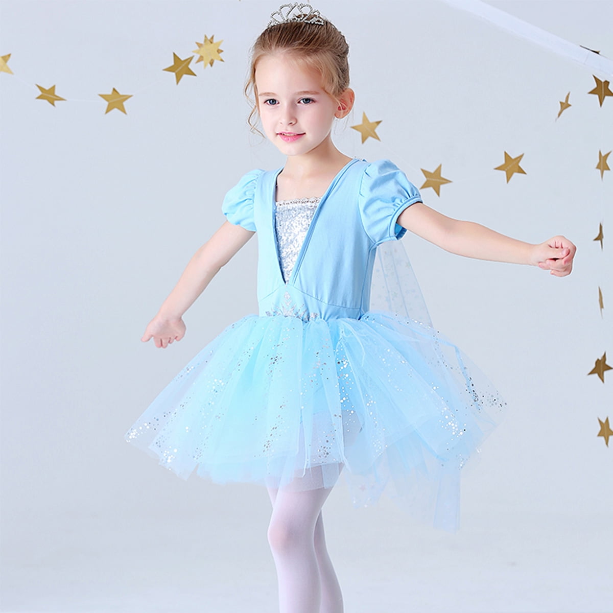 Girls Tutu Skirted Leotard Ballet Dance Dress Kids Elsa Dress