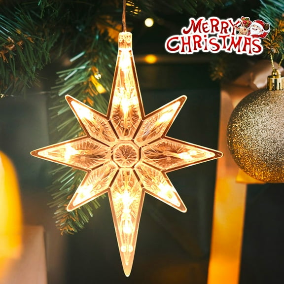 Christmas Window Decorations, Polaris Christmas Window Lights with Suction Cup, Hanging LED Battery Operated Christmas Lights Indoor Outdoor Xmas Tree Fireplace Home Party Decor
