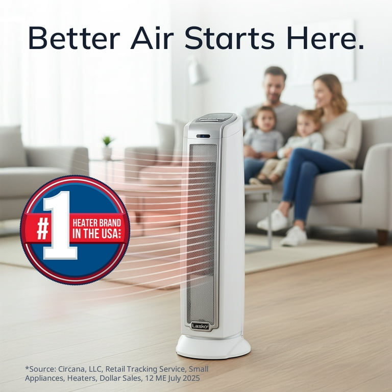 Lasko 1500W Oscillating Ceramic Space Heater with Timer, White