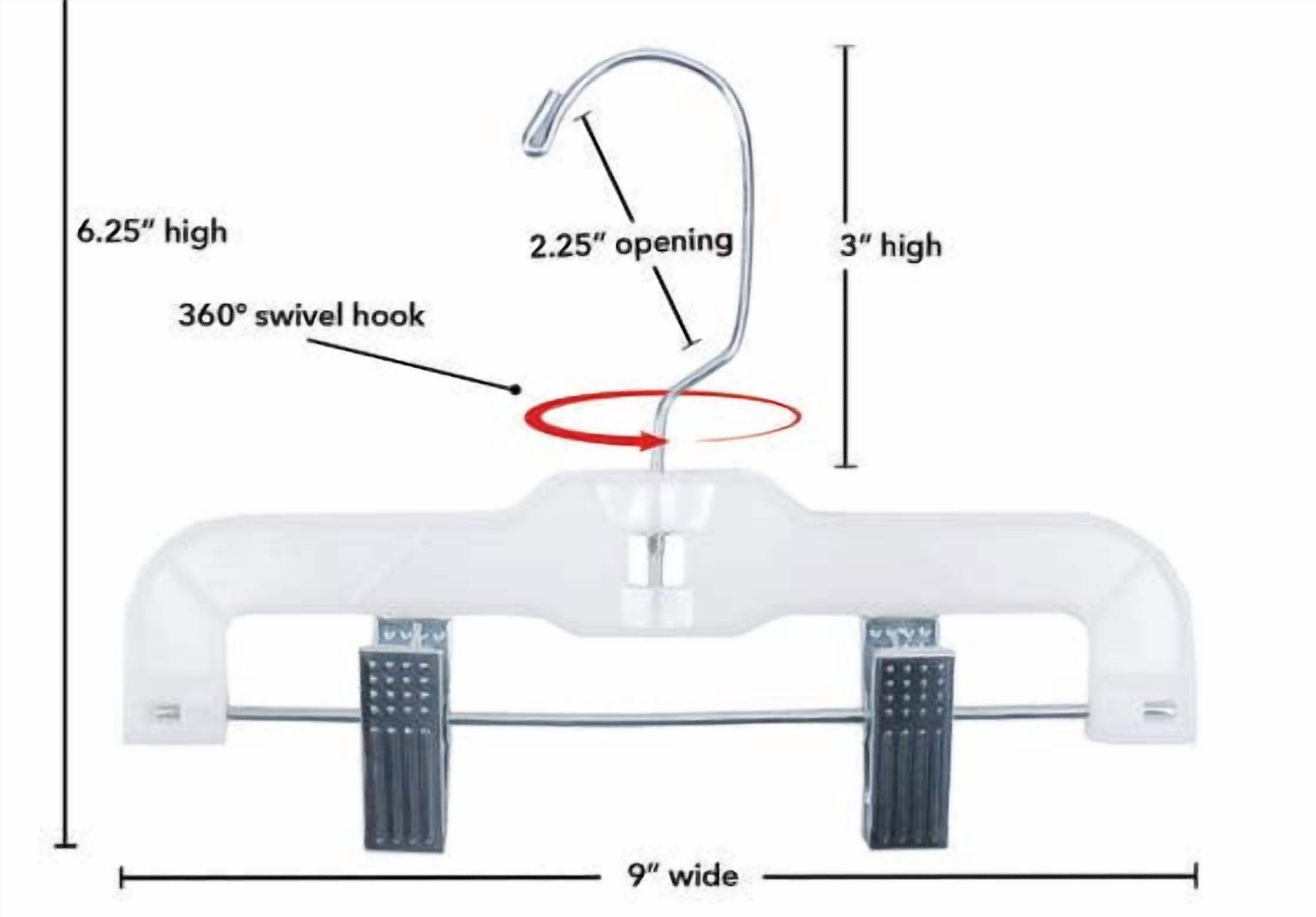 NAHANCO #1610RCLH 10" White Super Heavy Weight Plastic Infant Hangers with Long Hook and Metal Clips (Pack of 100)