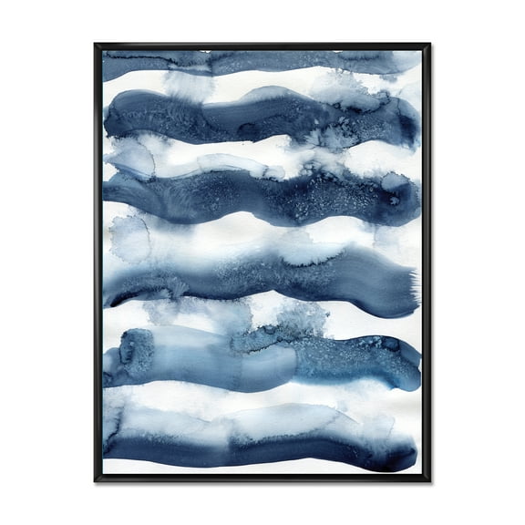 Designart 'Abstract Blue Classic Waves' Modern Framed Canvas Wall Art Print