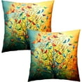 thumbnail image 2 of Oil Painting Tree and Bird Pillow Cover Set of 2, 20x20 Inch Colorful Animal Art Pillow Cotton Linen Square Cushion Case for Couch Sofa Patio Living Room Bedroom Car, 2 of 6